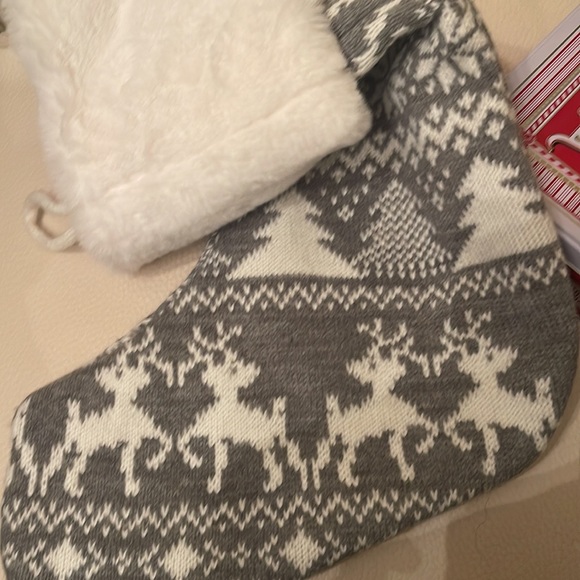 Martha Stewart Fleece and Knit Stocking Gray and White Gorgeous! - Picture 4 of 7